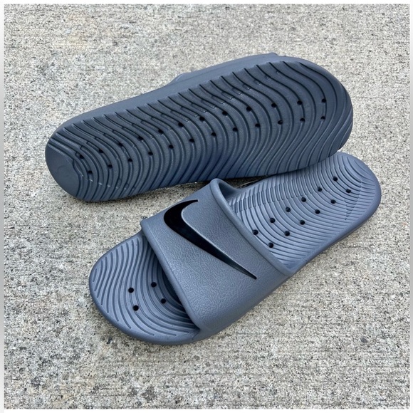 NIKE KAWA SHOWER SANDALS SWOOSH BLK GRY WATER CHARCOAL FLIP FLOP main image 5